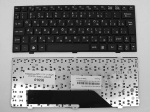 Клавиатура для ноутбука MSI U135, U160, чёрная, маленький Enter, с рамкой, RU