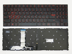 Клавиатура для ноутбука Lenovo Legion Y520, чёрная, с красной подсветкой, RU