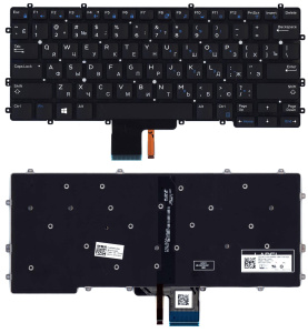 Клавиатура для ноутбука Dell Latitude 13-7370, чёрная, с подсветкой, RU