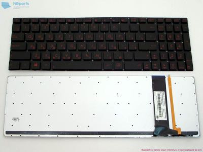 Клавиатура для ноутбука ASUS N56 N76 N550, чёрная, с красной подсветкой, маленький Enter, RU