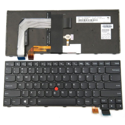 Клавиатура для ноутбука Lenovo ThinkPad T460S, T470S, чёрная, с подсветкой, с рамкой, RU 
