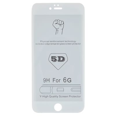 Защитное стекло для iPhone 6/6s 6D (Закалённое, полное покрытие) Белый