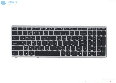 Клавиатура для ноутбука Lenovo IdeaPad U510, Z710, чёрная, с подсветкой, с серой рамкой, RU