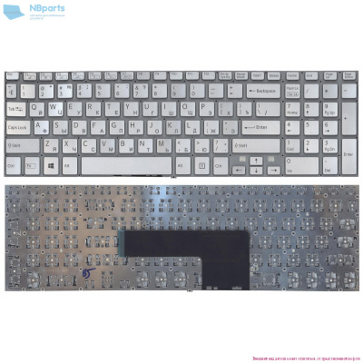 Клавиатура для ноутбука Sony SVF15A, серебристая, RU