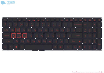 Клавиатура для ноутбука ACER Nitro 5 AN515-51 AN515-42, чёрная, с подсветкой, RU