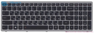 Клавиатура для ноутбука Lenovo Z510, S510, чёрная, большой Enter, с серой рамкой, RU
