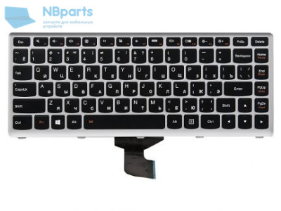 Клавиатура для ноутбука Lenovo Z400, чёрная, с серой рамкой, RU