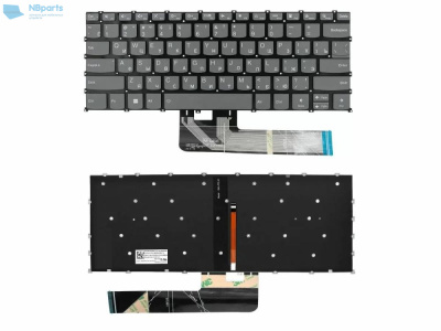 Клавиатура для ноутбука Lenovo IdeaPad Flex 5-14, серая, с подсветкой, RU