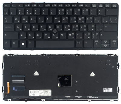 Клавиатура для ноутбука HP EliteBook 720 G1, 820 G1, чёрная, с подсветкой, Trackpoint, с рамкой, RU
