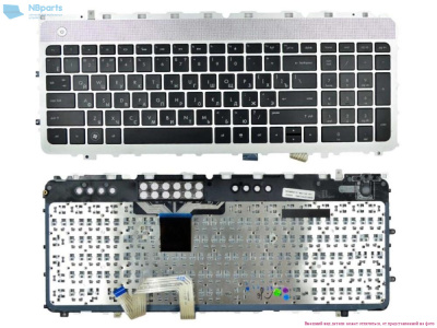 Клавиатура для ноутбука HP Envy 17-3000, чёрная, с серебряной рамкой, RU