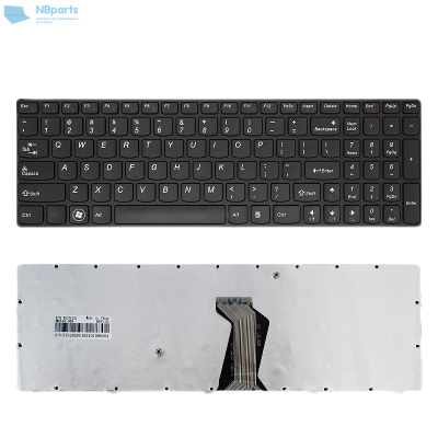 Клавиатура для ноутбука Lenovo IdeaPad Y570, чёрная, с серой рамкой, US