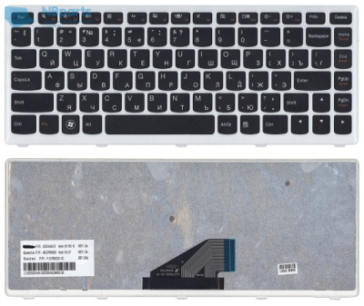 Клавиатура для ноутбука Lenovo IdeaPad U310, чёрная, с белой рамкой, RU