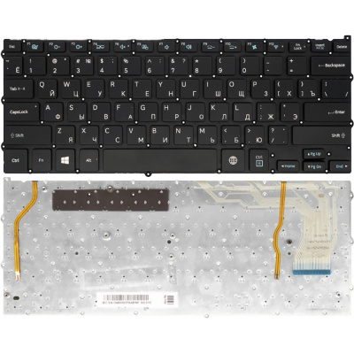 Клавиатура для ноутбука Samsung NP940X3G, NP940X3F, чёрная, с подсветкой, RU