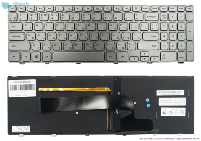 Клавиатура для ноутбука Dell Inspiron 15-7000, серебро, с подсветкой, с рамкой, RU