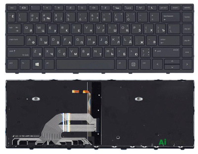 Клавиатура для ноутбука HP 430 G5 440 G5, чёрная, с подсветкой, с рамкой, RU 