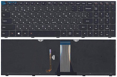 Клавиатура для ноутбука Lenovo IdeaPad G50-70, Z51-70, чёрная, с подсветкой, с чёрной рамкой, RU (MZ