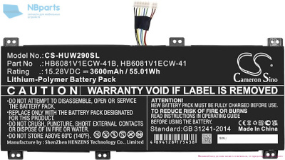 Аккумулятор (батарея) для ноутбука Huawei MagicBook Pro 2020 10210U 15.28V 3600mAh