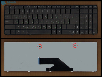 Клавиатура для ноутбука ASUS K75, чёрная, большой Enter, RU