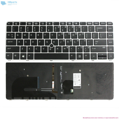 Клавиатура для ноутбука HP EliteBook 840 G3, чёрная, с подсветкой, Trackpoint, с серебр. рамкой, RU