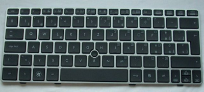 Клавиатура для ноутбука HP 2560p, чёрная, Trackpoint, с серой рамкой, RU