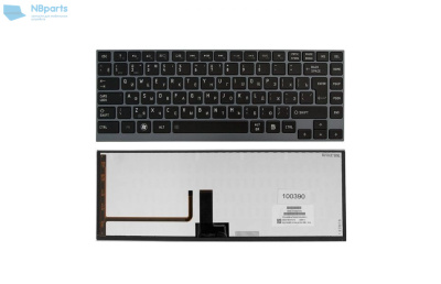 Клавиатура для ноутбука Toshiba Satellite U830, чёрная, с подсветкой, с рамкой, RU