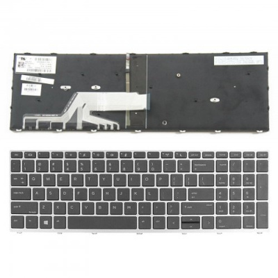 Клавиатура для ноутбука HP 450 G5 455 G5, чёрная, с подсветкой, с серебряной рамкой, RU