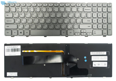 Клавиатура для ноутбука Dell Inspiron 15-7000, серебро, с подсветкой, с рамкой, RU
