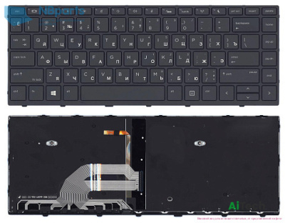 Клавиатура для ноутбука HP 430 G5 440 G5, чёрная, с подсветкой, с рамкой, RU 