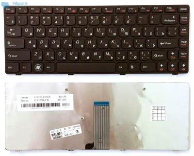 Клавиатура для ноутбука Lenovo IdeaPad Flex 2-14, чёрная, с рамкой, RU