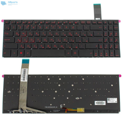 Клавиатура для ноутбука ASUS TUF Gaming FX570 чёрная, с красной подсветкой, RU