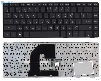 Клавиатура для ноутбука HP EliteBook 8460p, чёрная, Trackpoint, с рамкой, RU