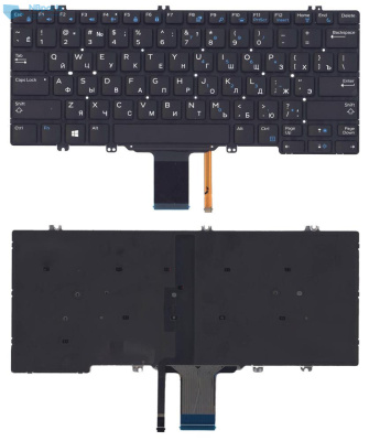 Клавиатура для ноутбука Dell Latitude E5280, чёрная, с подсветкой, RU