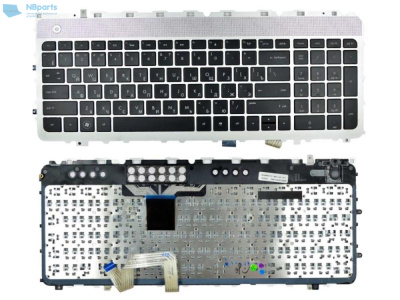 Клавиатура для ноутбука HP Envy 17-3000, чёрная, с серебряной рамкой, RU