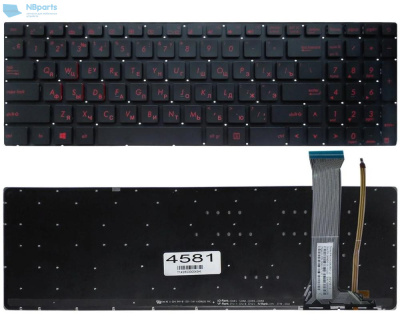 Клавиатура для ноутбука ASUS ROG Strix GL552, чёрная, с подсветкой, маленький Enter, RU