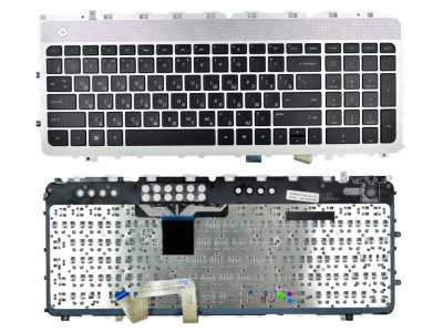 Клавиатура для ноутбука HP Envy 17-3000, чёрная, с серебряной рамкой, RU