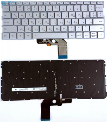Клавиатура для ноутбука Xiaomi Air 13.3", серебряная, с подсветкой, V.2, RU
