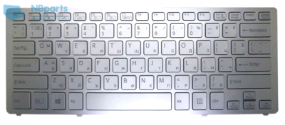 Клавиатура для ноутбука Sony SVF14N, серебристая, с подсветкой, с рамкой, RU