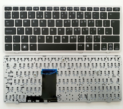 Клавиатура для ноутбука HP 2560p, чёрная, Trackpoint, с серой рамкой, RU