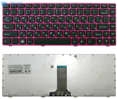 Клавиатура для ноутбука Lenovo Z370, чёрная, с рамкой, RU