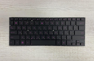 Клавиатура для ноутбука ASUS ZenBook UX31 чёрная, лиловые буквы, маленький Enter, RU