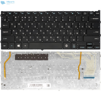 Клавиатура для ноутбука Samsung NP940X3G, NP940X3F, чёрная, с подсветкой, RU