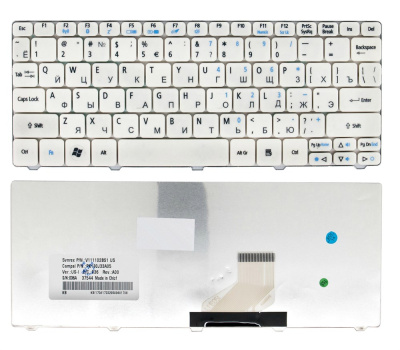 Клавиатура для ноутбука ACER Aspire One 521 D255 D260, белая, RU
