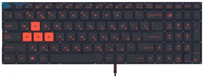 Клавиатура для ноутбука ASUS ROG Strix GL702, чёрная, с подсветкой, V.1, RU